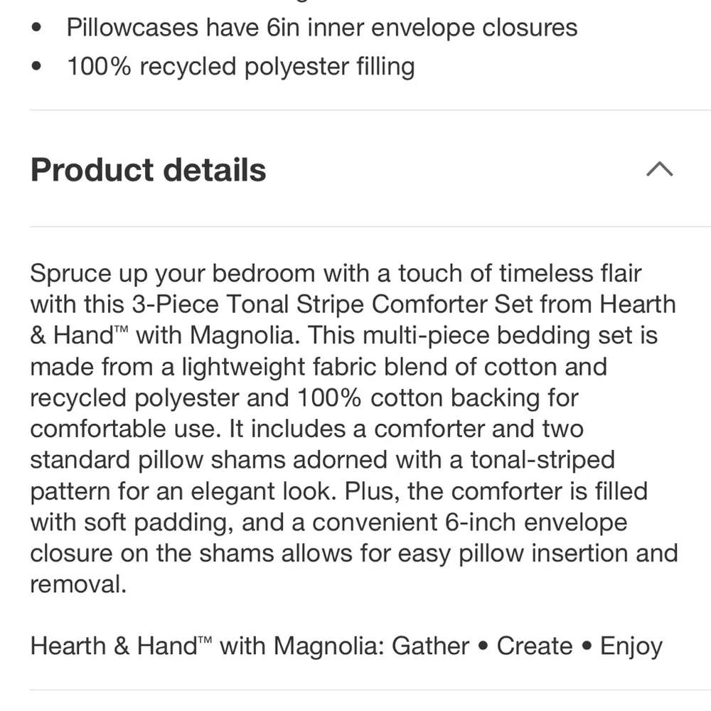Hearth & Hand King 3- Piece Tonal Striped Comforter Set